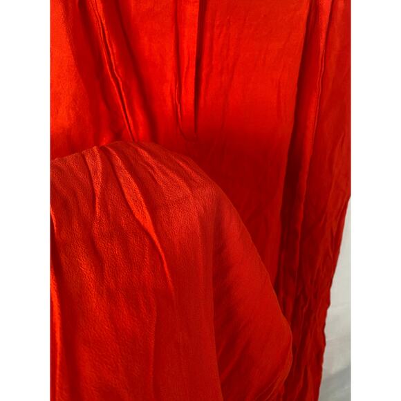 H&M Women Red Cullote Crop Paperbag Pants Pockets Belted Elastic Waist Size 8 - Picture 8 of 10